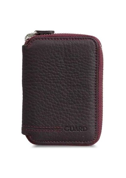 Fermuarlı Bordo Hakiki Deri Mini Cüzdan Erkek P796