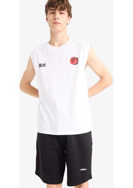 Boxy Fit Sırt Baskılı Bisiklet Yaka Atlet G0020AX25HS modelleri