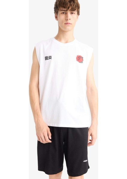 Boxy Fit Sırt Baskılı Bisiklet Yaka Atlet G0020AX25HS fırsatları