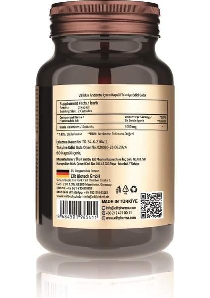 Inula Helenium 1000 Mg 60 Capsules (ANDIZ EXTRACT) fiyatları