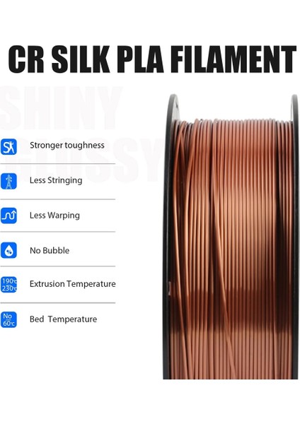 Cr-Silk Pla 1,75MM 3D Baskı Filament 1kg - Kırmızı Bakır - modelleri