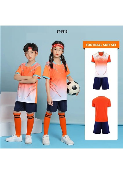 Çocuk Takımı Eğitim Üniformaları Çocuk Basketbol Forması Hızlı Kuruyan Şık Rahat Erkek Kız Spor Giyim Eşofman Rengi: FB13-TURANGE/ÇOCUK Boyutu: Boyut 16 (90-100CM) (Yurt Dışından)