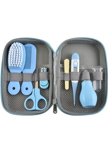 Bebek Bakımı Eva Bag Sekiz Parçalı Set Bebek Nazal Aspiratör Tırnak Makas Set Günlük Temizlik Malzemeleri Bakım Çantası Renk: Mavi (Yurt Dışından)