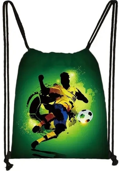 Serin Footbally / Futbol Baskı Drawstring Çanta Erkek Moda Depolama Çantası Teenger Boy Rahat Sırt Çantası Seyahat Çantaları Kitap Çantası Hediye Renk: SKDZQ03 (Yurt Dışından)