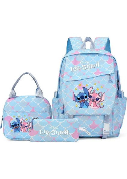 Lilo Stitch 3pcs/set Sırt Çantası Kapasitesi Öğrenciler Sırt Çantası Kawaıı Naylon Çift Omuz Çantası Moda Seyahat Koleji Mochilascolor: Yeşil (Yurt Dışından)