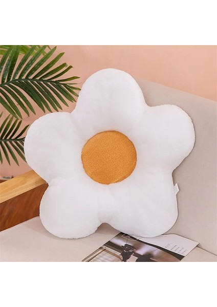 12/35CM Doldurulmuş Beş Çiçek Yastığı Girly Oda Dekor Ayçiçeği Yastık Koyu Pencere Pembe Çiçek Sit Yatak Odası Koltuk Yastığı Renk: Beyaz-30 Cm/spesifikasyon: (Yurt Dışından)