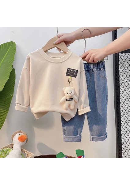 Çocuklar Giyim Bebek Erkek Kıy Setleri Yeni Kış Çocuk Giysileri Erkekler Kızlar Için Top+Pantolon Takımları 1-2-3-4 Yıllor: Bej/çocuk Beden: 80 (Yurt Dışından)