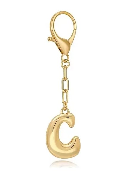 26 Mektup Anahtar Zinciri Takılar Altın Kacık Ilk Ingilizce Alfabe Kolye Moda Çok Yönlü Çanta Aksesuarları Modeli Dekorasyon Hediye Renk: C (Yurt Dışından)