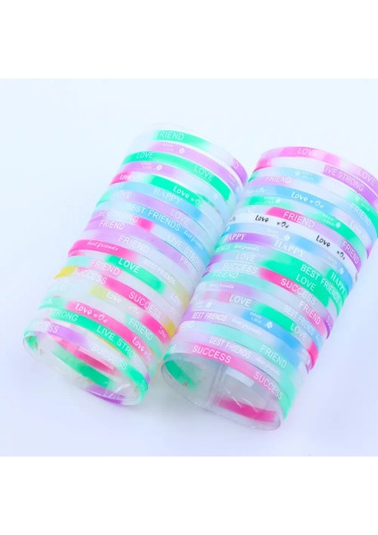 20/30/50/100PCS/LOT Moda Sporu Çok Renkli Aydınlık Silikon Bilezikler Kadınlar Karışık Stil Kauçuk Bilek Bant Takı Metal Renk: Stil Iki/çap: 30PIECES (Yurt Dışından)