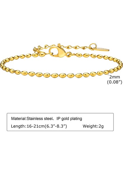 Kadınlar Için Istiflenebilir Karınca Olmayan Paslanmaz Çelik Bilezik, Ince Herribone Zinciri Bileziği Su Geçirmez Altın Kaplama Mücevherli Metal Renk: BR-1619G-2 (Yurt Dışından)