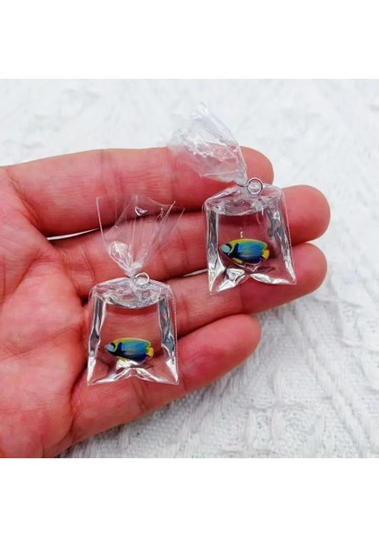 10PCS Mercan Balık Torbası Reçineleri Cazibe Okyanus Şeffaf Küçük Balık Su Torbası Mücevher Kolye Takılar El Yapımı Diy Malzeme Metal Renk: 7 (Yurt Dışından)