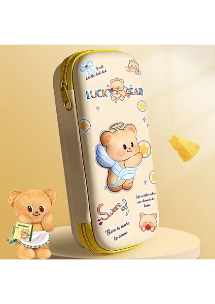 Sevimli Tereyağlı Ayı Kalem Kılıfı Eva Okul Malzemeleri Için Büyük Kapasite Fermuarı Kırtasiye Çocukları Ofis Dalı Yaratıcı Hediye Deoolcolor: Cream Angel (Yurt Dışından)