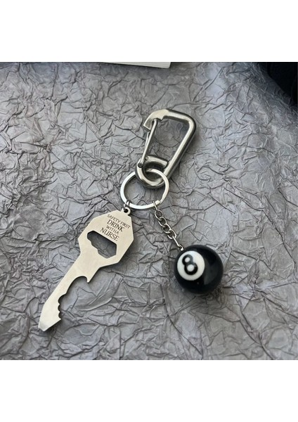 3D Siyah No 8 Bilardo Anahtarlık Şanslı Zar Bira Şişesi Açıcı Moda Yaratıcı Kadınlar Erkekler Katı Metal Karabiner Kolye Hediyeleri Renk: A -3 10.8 (Yurt Dışından)