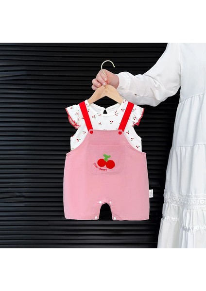 Yeni Bebek Kız Yaz Sınıf A Pamuk Kıyi 0-3y Iki Parçalı Set Kiraz Baskı Fırfırlı Kısa Kollu Üst Pembe Genel Pembe: Kiraz/çocuk Boyutu: 9m (Yurt Dışından)