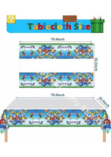 Mario Masa Örtüsü Doğum Günü Partisi Dekorasyonu Tek Kullanımlık Masa Bezi Süper Bros Masa Örtüsü Bebek Duş Çocukları Parti Malzemeleri Renk: Masa Örtüsü/boyut: 1pcs (Yurt Dışından)