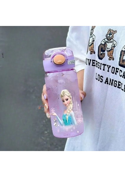 Dondurulmuş Elsa Anime Periferik Yaratıcı Karikatür Sevimli Baskı Öğrenci Taşınabilir Büyük Kapasite Saman Plastik Kupa Doğum Günü Hediyesi Renk: 450ML-4 (Yurt Dışından)