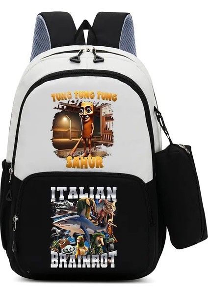 Brainrot Sırt Çantaları Set Sıcak Öğrenci Okulu Çantası Pencil Case Boy Okula Dönüş Hediye Eğlence Mochila Gençler Seyahat Çantaları Renk: SHJ-19S Shj-6x (Yurt Dışından)