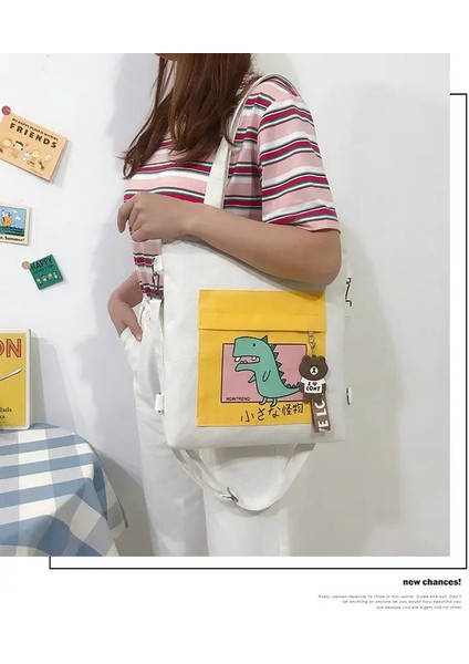 Kadınlar Tuval Çantası Düz Renk Tasarımcı Rahat Çanta Omuz Çantası Büyük Kapasiteli Pamuklu Yeniden Kullanılabilir Alışveriş Plaj Çantası Renk: 7 (Yurt Dışından)