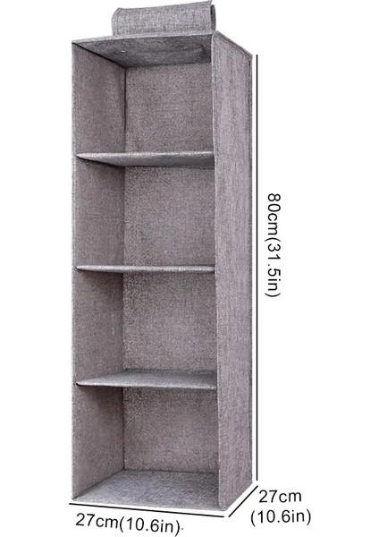 Pamuk Keten Asılı Depolama Torbası Çekmecesi Tarzı Gardırop Organizatör Kutu Kıyleri Organizatör Tutucu Katlanabilir Asılı Depolama Rafı Renk: Gri 4 Katman (Yurt Dışından)