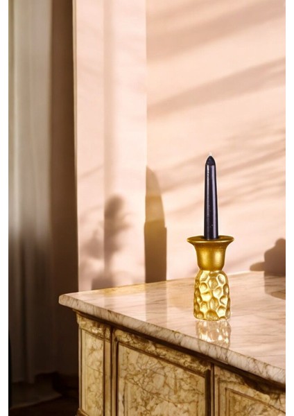 Altın Mumluk Şamdan Ince Mum Uyumlu Model 44