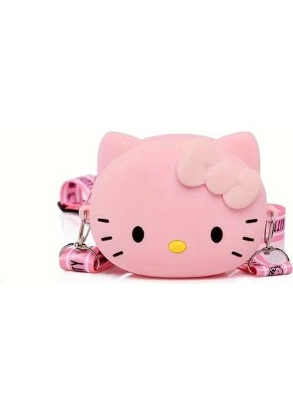 Kawaii Sanrio 3D Hello Kitty Silikon Çanta Karikatür Cep Telefonu Mini Crossbody Çanta Kedi Kafa Küçük Çantalar Boyut Poza Pursoor: Küçük Pembe (Yurt Dışından)