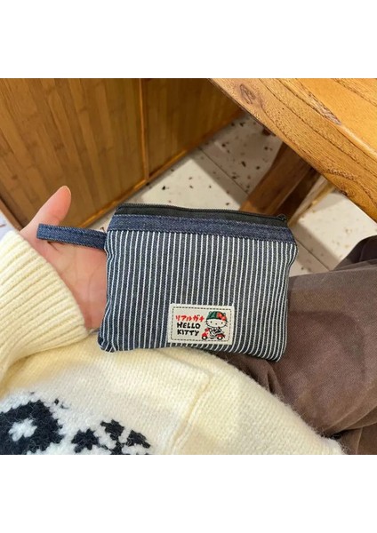Hello Kitty Sikke Çantası Kawaii Sanrio Denim Depolama Standı Anime Ruj Kulaklık Çantası Taşınabilir Retro Çok Yönlü Depo Çantaları Hediye Kilo: Hello Kitty A (Yurt Dışından)