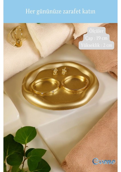 Takı Organizer Makyaj Düzenleyici Kozmetik Organizer Dekoratif Tabak Altın Renk Model 17