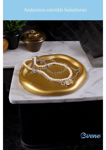 Takı Organizer Makyaj Düzenleyici Kozmetik Organizer Dekoratif Tabak Altın Renk Model 17