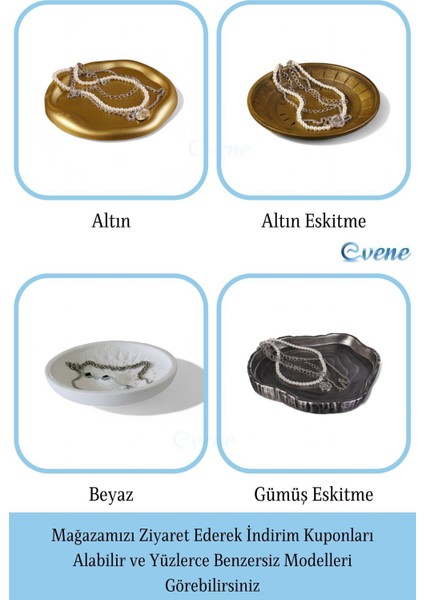 Takı Organizer Makyaj Düzenleyici Kozmetik Organizer Dekoratif Tabak Altın Renk Model 17