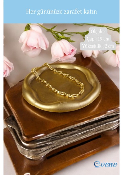 Takı Organizer Makyaj Düzenleyici Kozmetik Organizer Dekoratif Tabak Altın Eskitme Renk Model 17