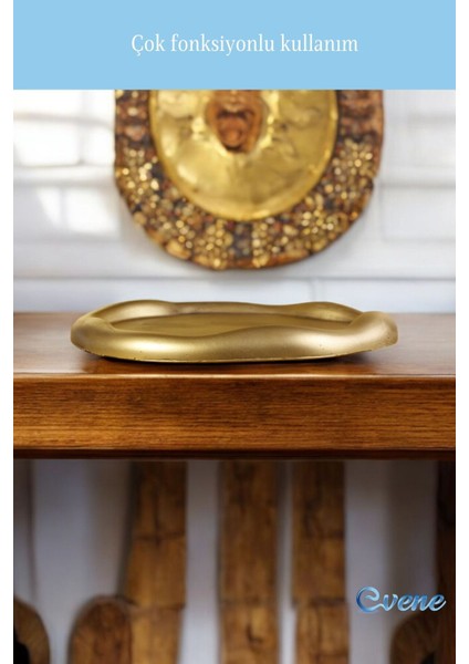 Takı Organizer Makyaj Düzenleyici Kozmetik Organizer Dekoratif Tabak Altın Eskitme Renk Model 17