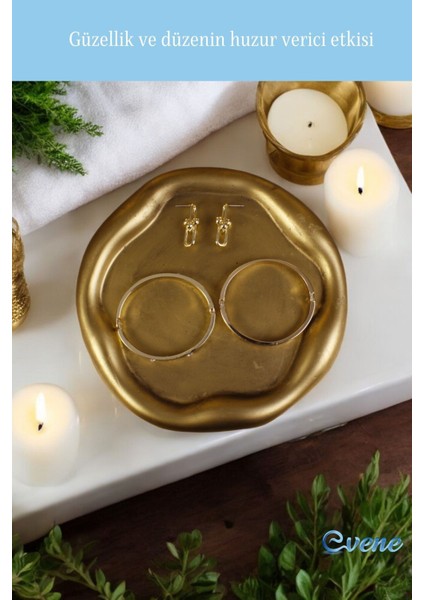 Takı Organizer Makyaj Düzenleyici Kozmetik Organizer Dekoratif Tabak Altın Eskitme Renk Model 17