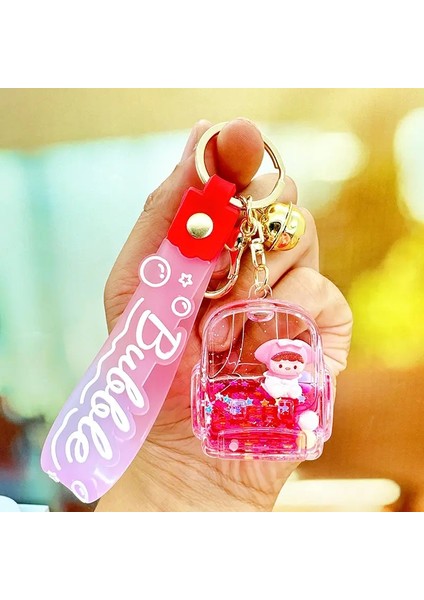 Yaratıcı Sanrio Kuromi Cinnamoroll Melody Hello Kitty Sıvı Quicksand ve Anahtar Knaval Sevimli Okul Çantası Sürüklenen Şişe Bebek Kolye Hediyesi Renk: Pink-Meiledi (Yurt Dışından)