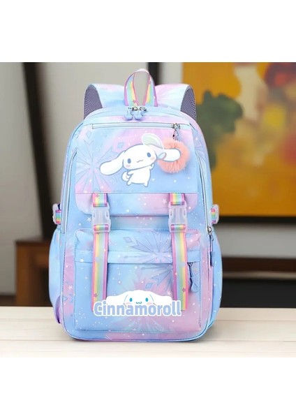 Peluş Kolye ile Hello Kitty Sırt Çantası, Kuromi Sevimli Çok Bölümlü Gün Çekimi, Hafif Katlanabilir, Günlük Giderlik Renk Için Ideal: E-Cinnamoroll (Yurt Dışından)