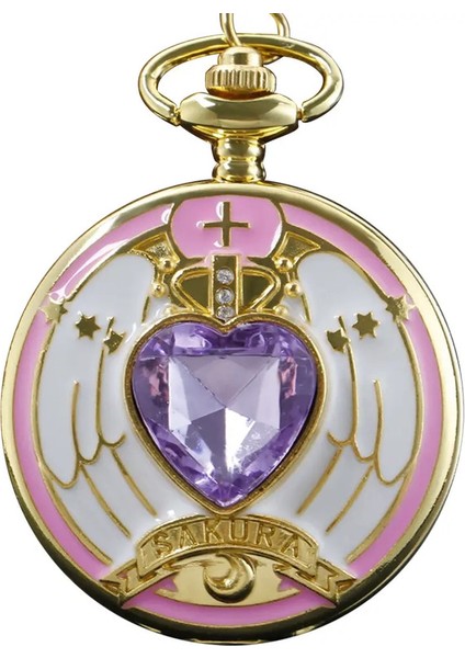 Karikatür Mor Love Güzel Kız Kuvars Cep Saati Moda Kolye Kolye Erkek ve Kız Öğrenciler Festivali Hediye Rolor: CF1275 (Yurt Dışından)