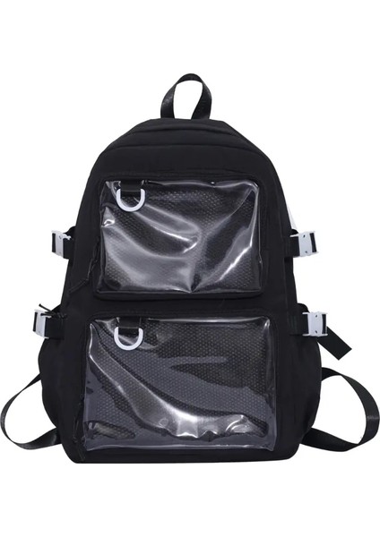 Japon Koleji Öğrencisi Büyük Kapasite Naylon Sırt Çantası Şeffaf Anime Pin Açık Pocket Bolor ile Itabag Okul Çantası: Mor Için (Yurt Dışından)