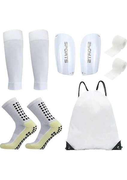 5pcs Set Gençler Futbol Çantası Futbol Çoraplar Kavrama Erkekler Spor Socks Futbol Bacak Kapağı Shin Pads Futbol Antrenmanı Shank Bandagcolor: Beyaz (Yurt Dışından)
