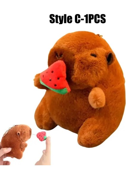 Sevimli Dolgulu Hayvanlar Peluş Peluş Capya Anahtarlık 12CM Karikatür Simülasyonu Capya Kolye Snot-Pulling Sevimli Okul Çantası Kolay: Stil C-1pcs (Yurt Dışından)