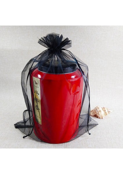 50PCS Hediye Çantası 17X23 20X30 25X35 30X40 Düğün Partisi Noel Organza Hediye Çantaları Drawstring Paketleme Torbaları Renk: Siyah/boyut: 17X23CM-50PCS (Yurt Dışından)