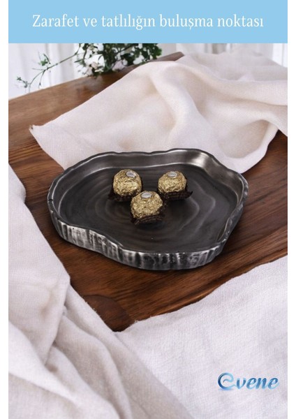 Şekerlik Sunumluk Drajelik Dekoratif Tabak Gümüş Eskitme Renk Model 1