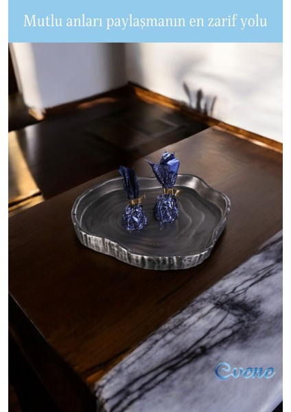 Şekerlik Sunumluk Drajelik Dekoratif Tabak Gümüş Eskitme Renk Model 1