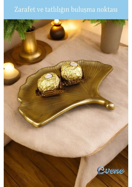Şekerlik Sunumluk Drajelik Dekoratif Tabak Altın Eskitme Renk Model 19