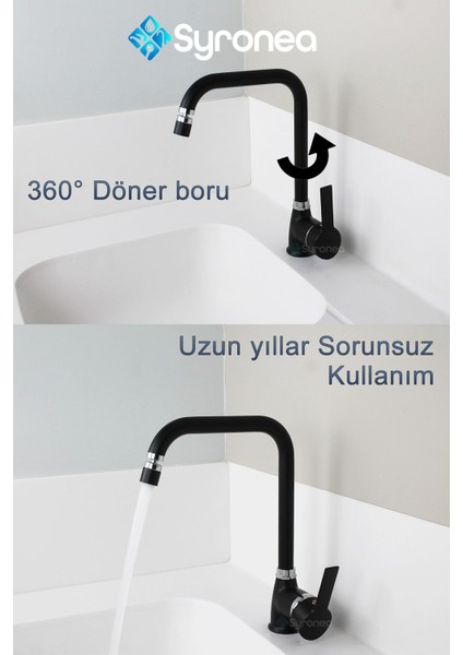 Delta Atina Siyah Mutfak Eviye Bataryası Aç Kapa Musluk 360° Oynar Perlatörlü fırsatları