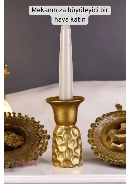 Şamdan Mumluk Dekoratif Mumluk Tealight Mumluk Altın Renk Model 44
