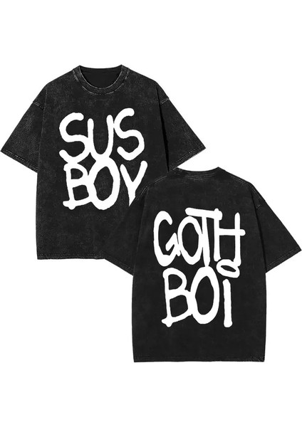 Rapçi Lil Peep Crybaby Retro Yıkanmış T-Shirt Erkek Kadın Hip Hop Vintage T Gömlekler Erkekler Yüksek Kaliteli Pamuk Kısa Kollu Tişörtler Renk: FT-BLACK-Q08496/BOYUT: S (Yurt Dışından)