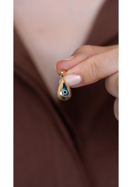 14 Ayar Altın Damla Model Göz Boncuk Kolye Ucu modelleri