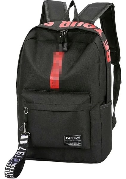 Okula Dönüş Sezonu Büyük Kapasiteli Öğrenci Sırt Çantası Sıradan Düz Renk Oxford Sırt Çantası Çok Fonksiyonel Basit Bagcolor: H-Çanta-Siyah Kırmızısı (Yurt Dışından)