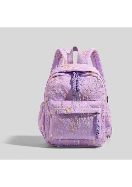 Moda Minimalist Sırt Çantası Gündelik Gündelik Renk Bloğu Öğrenci Okul Çantası Pamuk Tuval Hafif Seyahat Sırt Çantası Renk: Lavanta (Yurt Dışından)