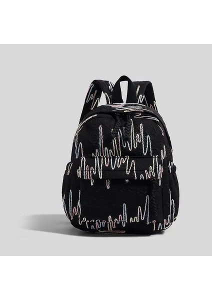 Moda Minimalist Sırt Çantası Gündelik Gündelik Renk Bloğu Öğrenci Okul Çantası Pamuk Tuval Hafif Seyahat Backpackcolor: Siyah (Yurt Dışından)