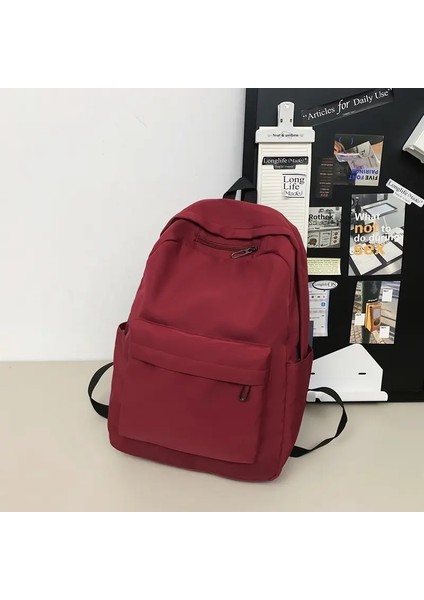Basit Düz Renkli Gündelik Sırt Çantası, Hafif Çok Yönlü Lise Öğrenci Çantası, Çok Yönlü Düz Renk Gündüzleri Forhaggingoutcolor: Kırmızı (Yurt Dışından)